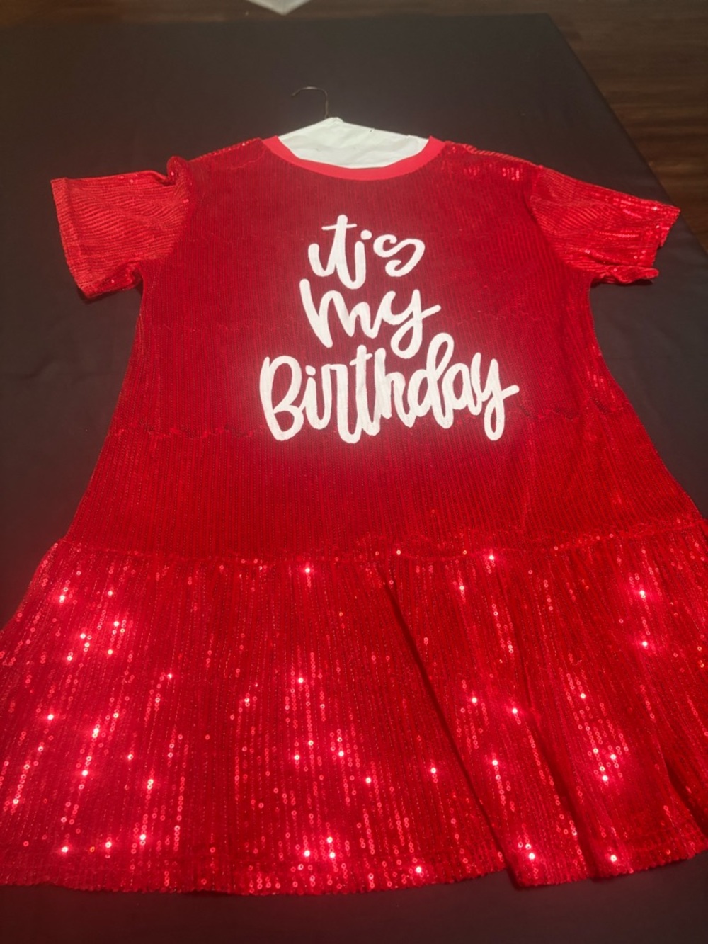 Red Sequin "It’s My Birthday" Dress Top
